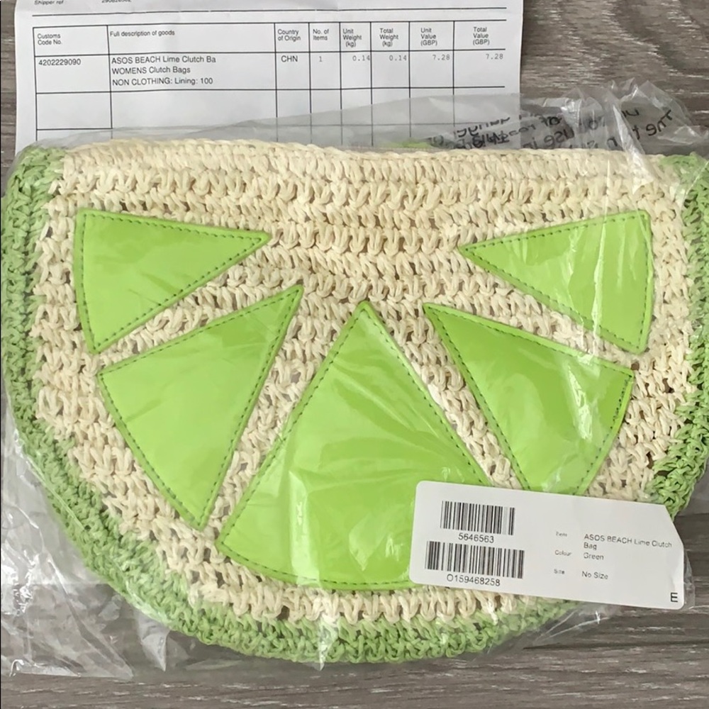 ASOS BEACH Lime Clutch Bag